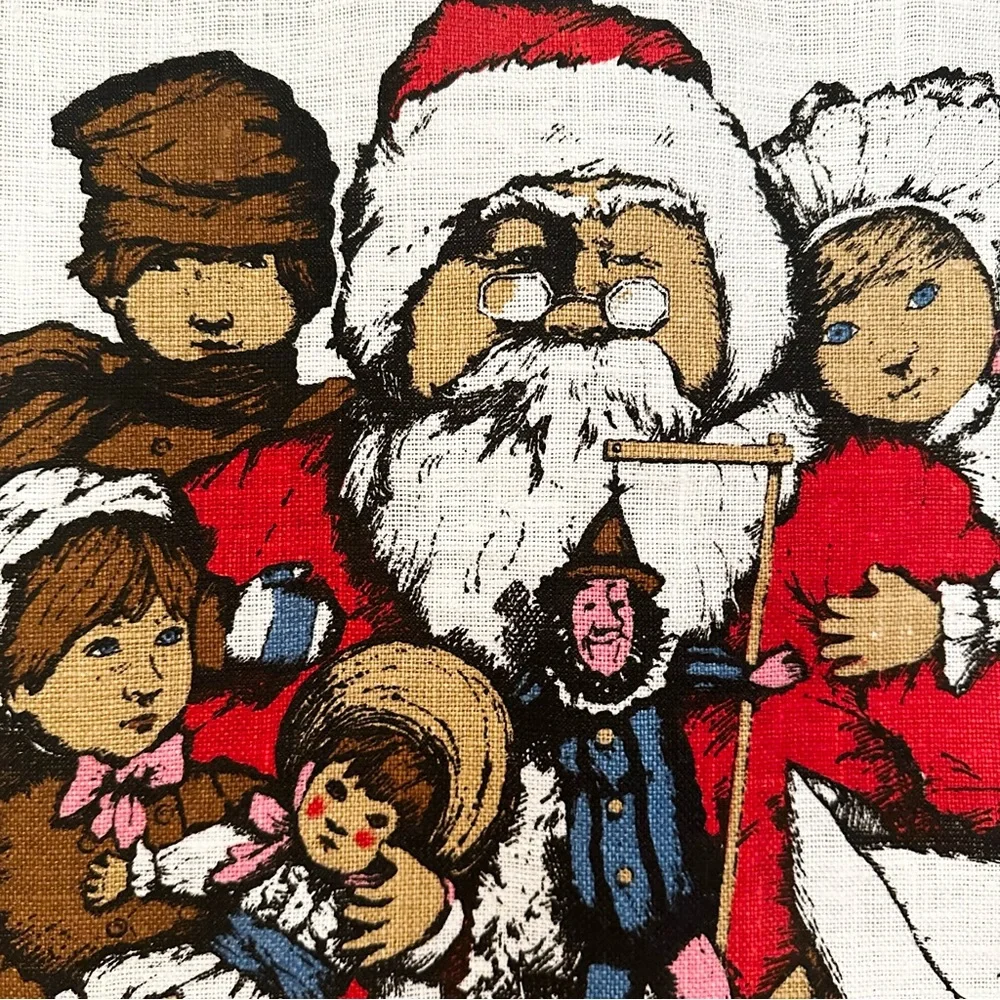 Christmas Tapestry Linen Santa Children Love By Margot Tomes 28
